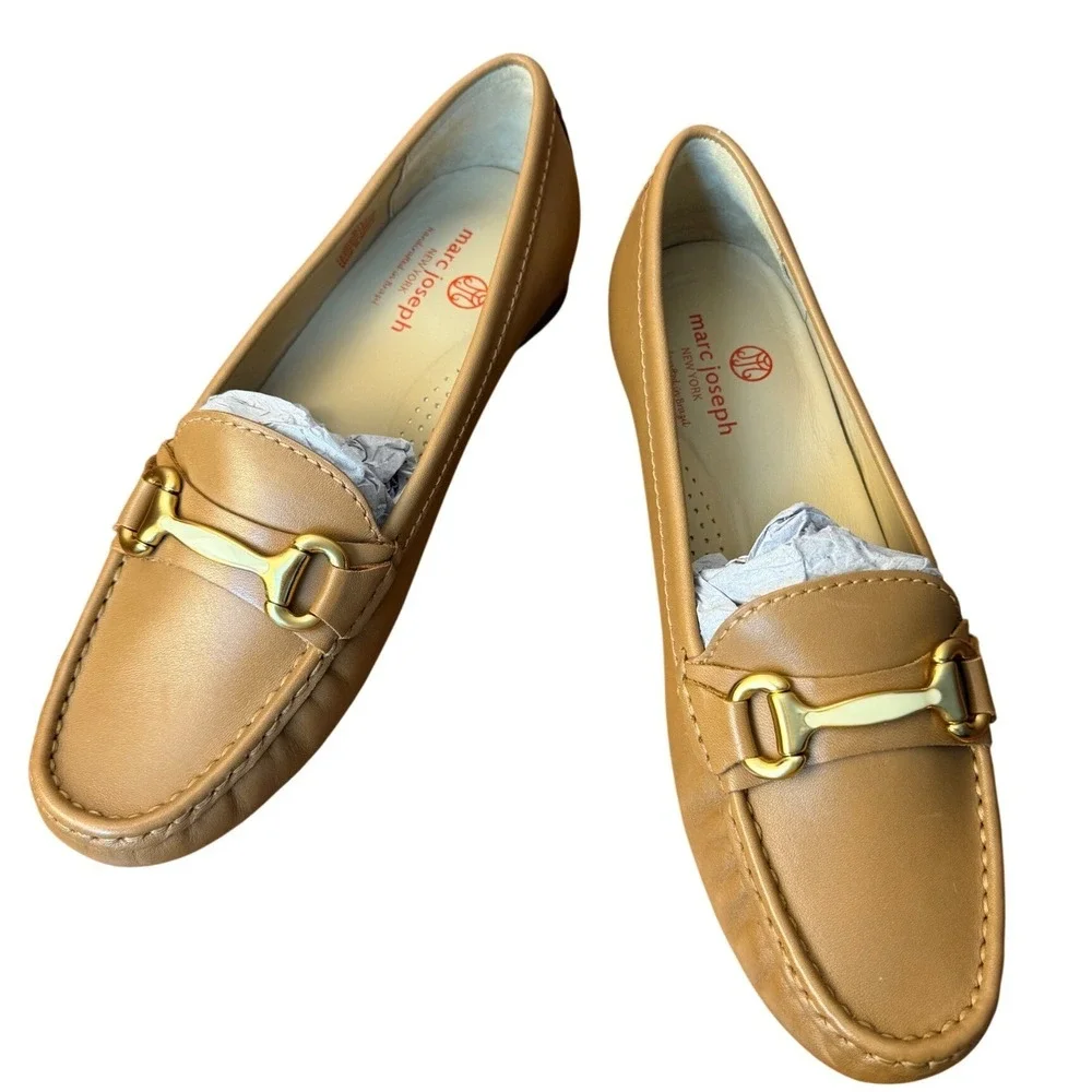 Marc Joseph New York Grand St Tan Leather Horsebit Loafers Womens 8.5 Brazil
